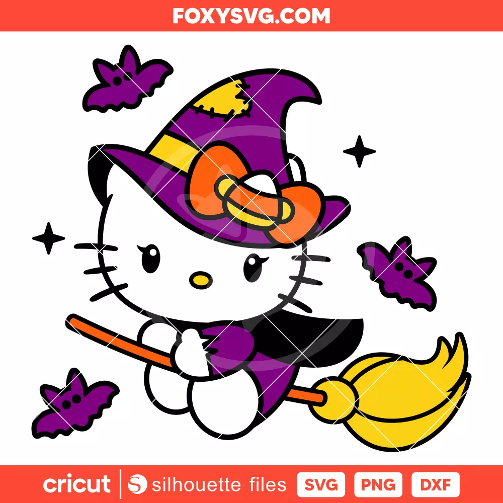 Hello Kitty Little Witch Svg, Sanrio Svg, Halloween Svg, Cricut, Silhouette SVG Cut File