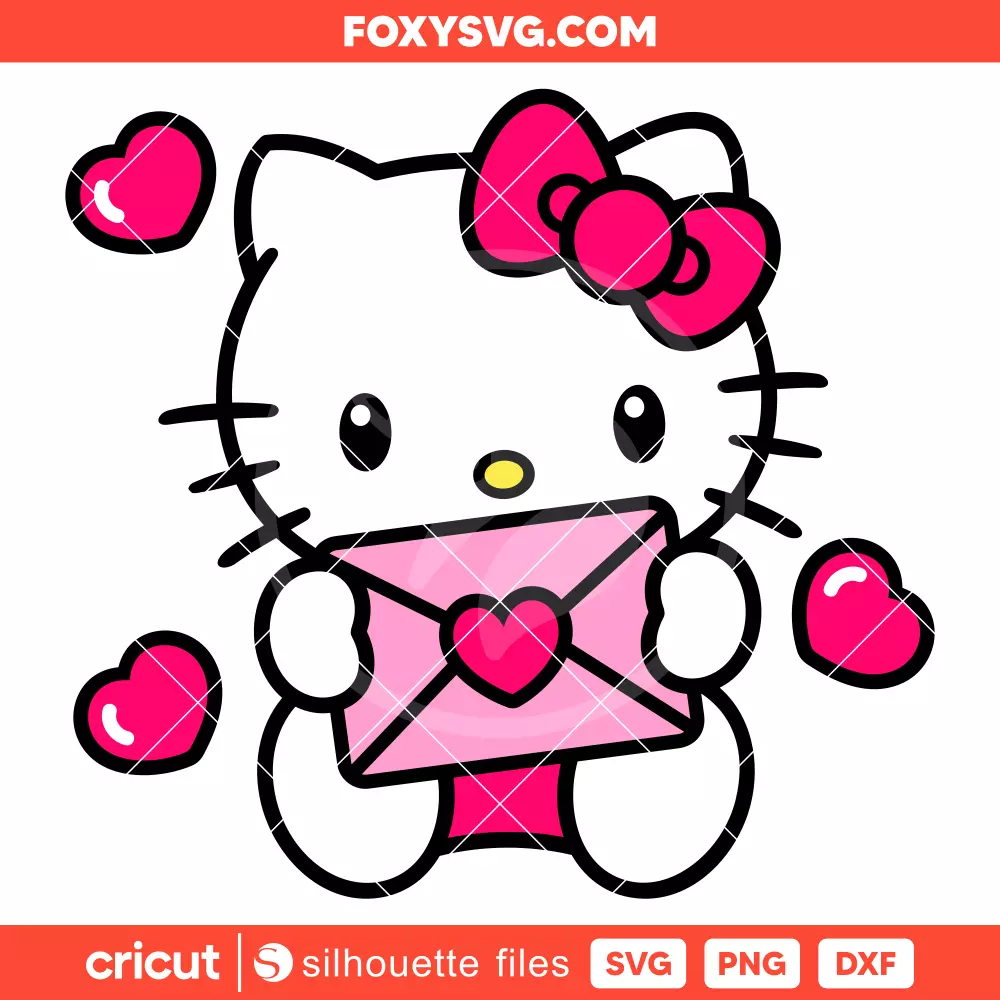 Hello Kitty Love Letter Svg, Valentine’s Day Svg, Sanrio Svg, Cricut, Silhouette SVG Cut File