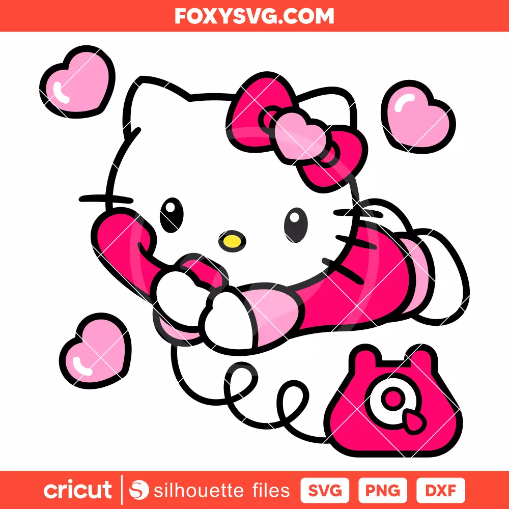 Hello Kitty Love Phone Svg, Valentine’s Day Svg, Sanrio Svg, Cricut, Silhouette SVG Cut File