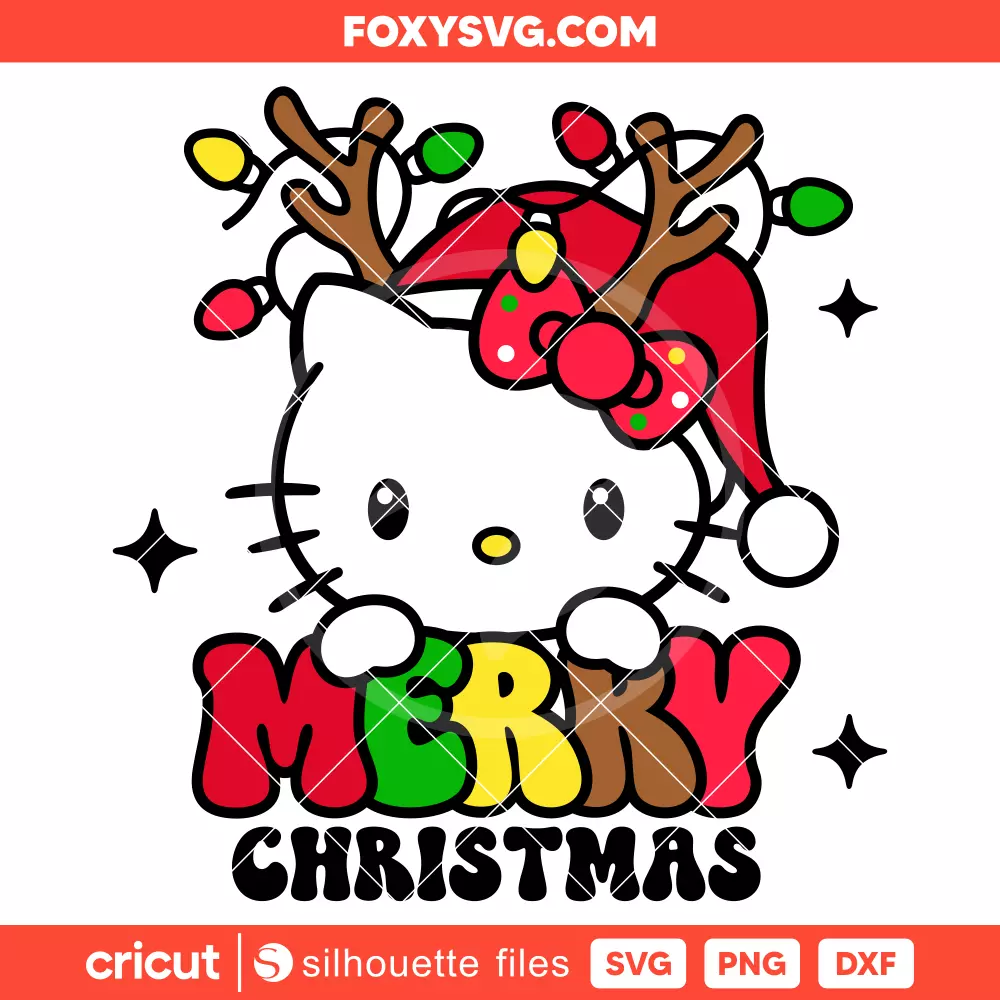 Hello Kitty Merry Christmas Lights Svg, Christmas Svg, Sanrio Svg, Cricut, Silhouette SVG Cut File