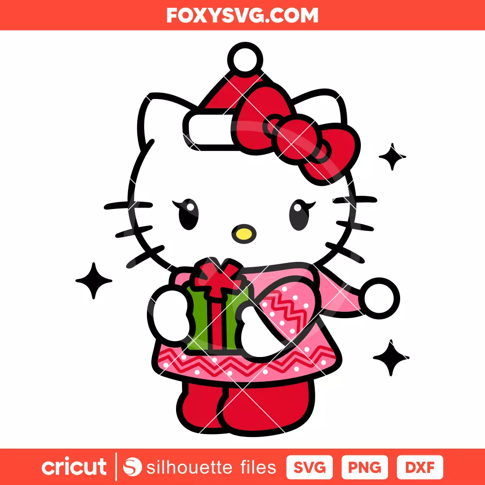 Hello Kitty Merry Christmas Svg, Christmas Svg, Sanrio Svg, Cricut, Silhouette SVG Cut File