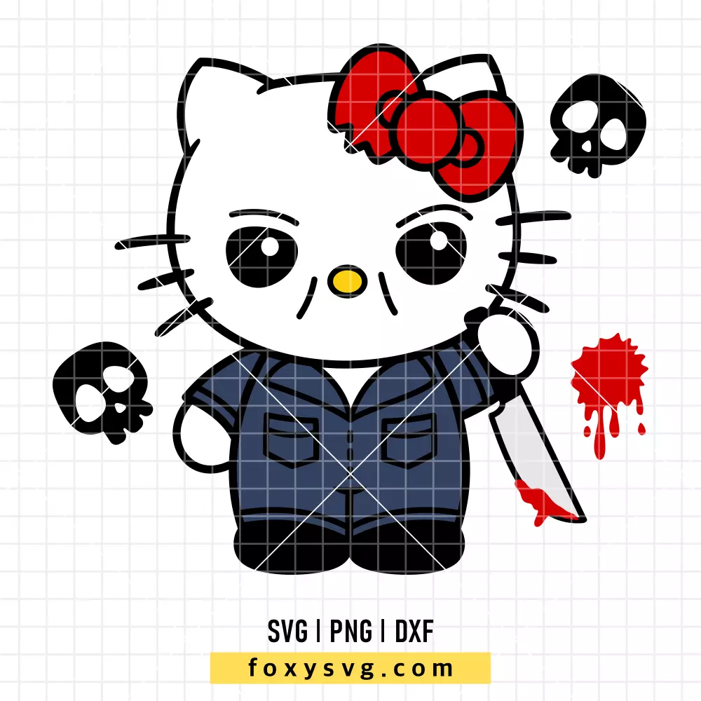 Hello Kitty Michael Myers SVG | Sanrio SVG PNG Design for Cricut, Silhouette