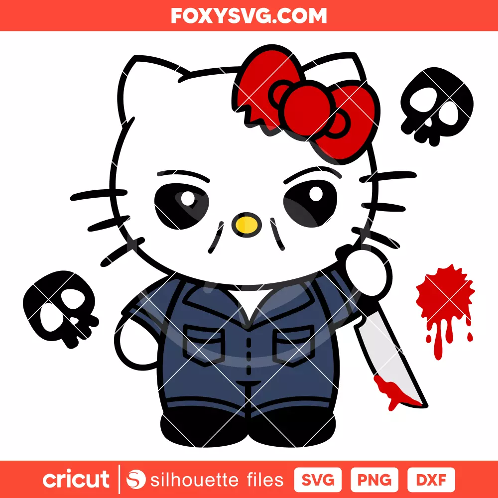 Hello Kitty Michael Myers Svg, Sanrio Svg, Halloween Horror Svg, Cricut, Silhouette SVG Cut File