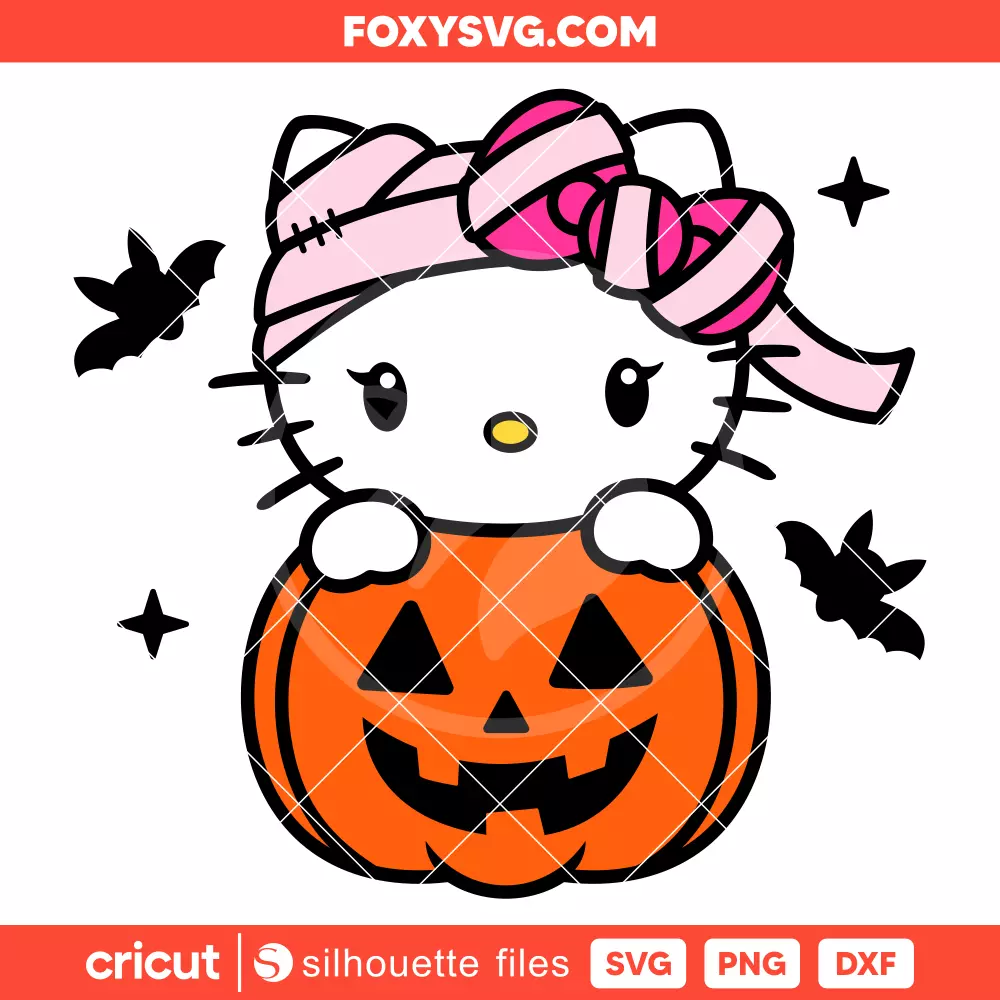 Hello Kitty Mummy Pumpkin Svg, Sanrio Svg, Halloween Svg, Cricut, Silhouette SVG Cut File