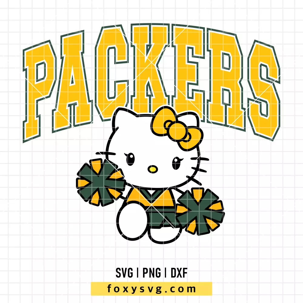 Hello Kitty Packers Cheerleader SVG | Sanrio SVG PNG Design for Cricut, Silhouette