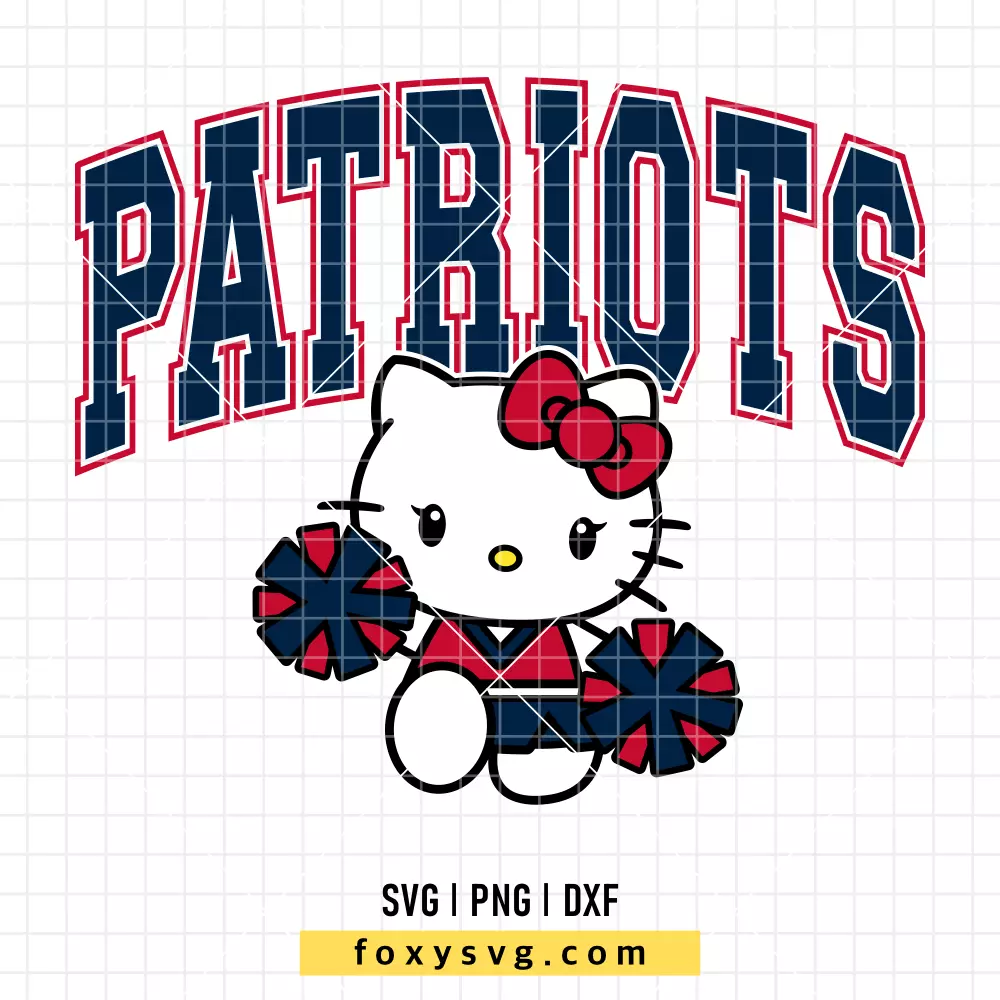 Hello Kitty Patriots Cheerleader SVG | Sanrio SVG PNG Design for Cricut, Silhouette