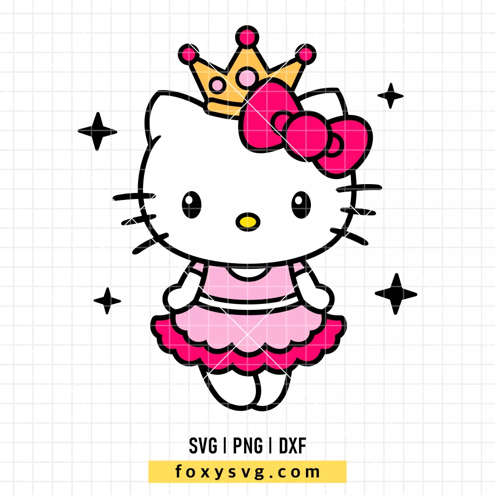 Hello Kitty Princess SVG | Sanrio SVG PNG Design for Cricut, Silhouette