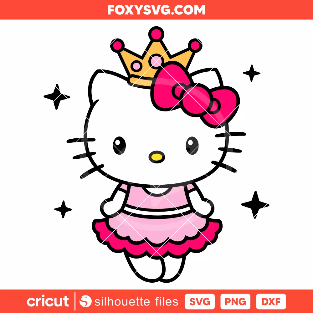 Hello Kitty Princess Svg, Sanrio Svg, Kawaii Svg, Cricut, Silhouette SVG Cut File
