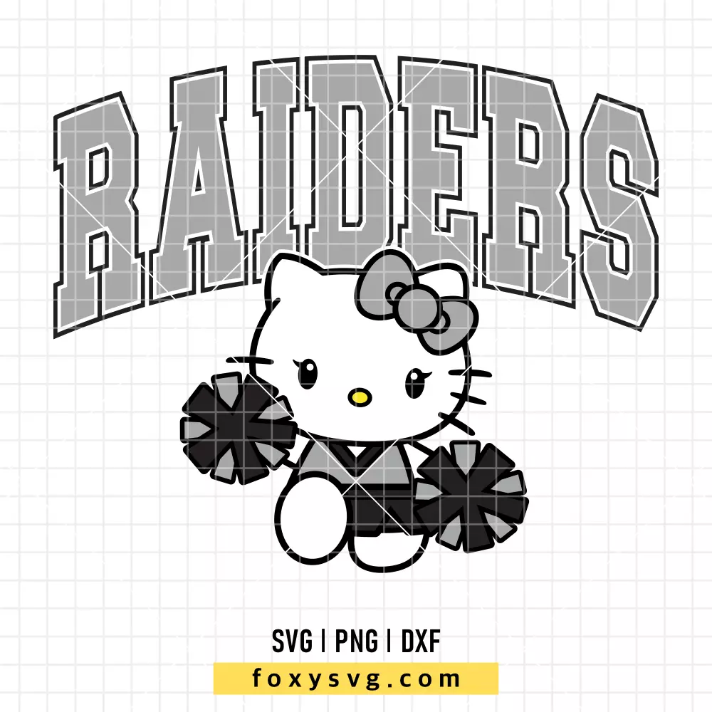 Hello Kitty Raiders Cheerleader SVG | Sanrio SVG PNG Design for Cricut, Silhouette