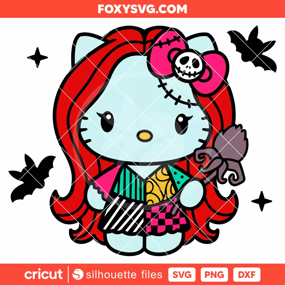 Hello Kitty Sally Skellington Svg, Sanrio Svg, Halloween Svg, Cricut, Silhouette SVG Cut File