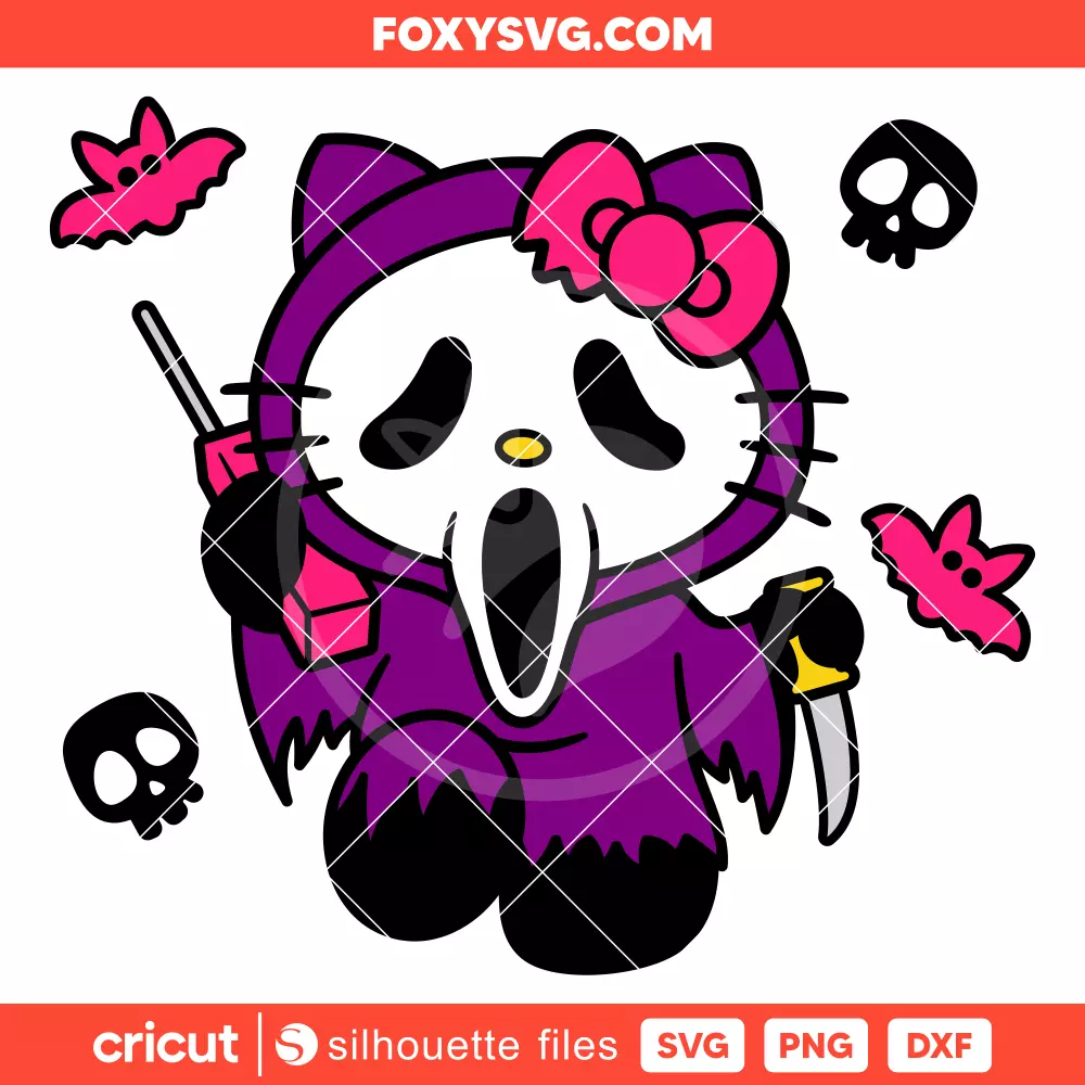 Hello Kitty Scream Svg, Sanrio Svg, Halloween Horror Svg, Cricut, Silhouette SVG Cut File