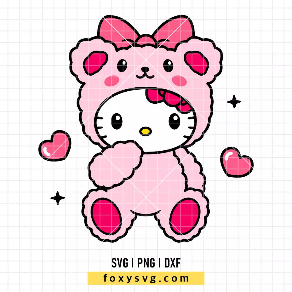 Hello Kitty Teddy Bear SVG | Sanrio SVG PNG Design for Cricut, Silhouette