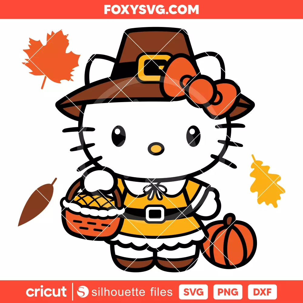 Hello Kitty Thanksgiving Svg, Sanrio Svg, Fall Svg, Cricut, Silhouette SVG Cut File