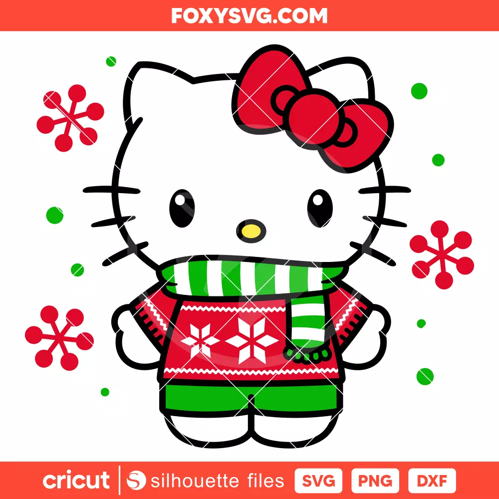 Hello Kitty Ugly Sweater Svg, Christmas Svg, Sanrio Svg, Cricut, Silhouette SVG Cut File