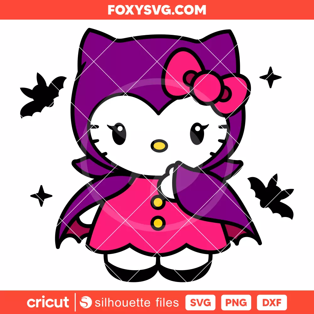 Hello Kitty Vampire Svg, Sanrio Svg, Halloween Svg, Cricut, Silhouette SVG Cut File