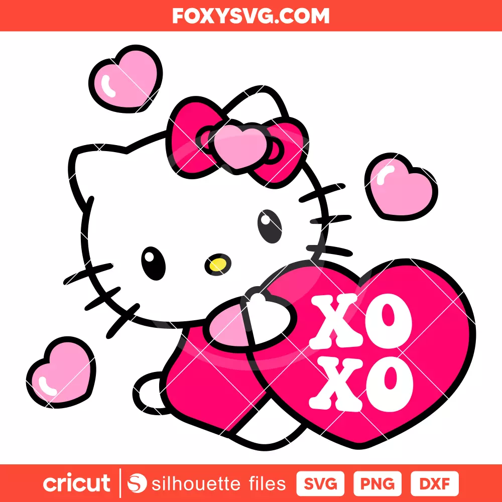 Hello Kitty XOXO Svg, Valentine’s Day Svg, Sanrio Svg, Cricut, Silhouette SVG Cut File