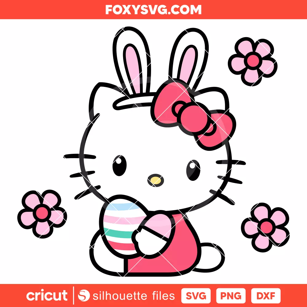Hello Kitty with Easter Egg Svg, Happy Easter Svg, Sanrio Svg, Cricut, Silhouette SVG Cut File