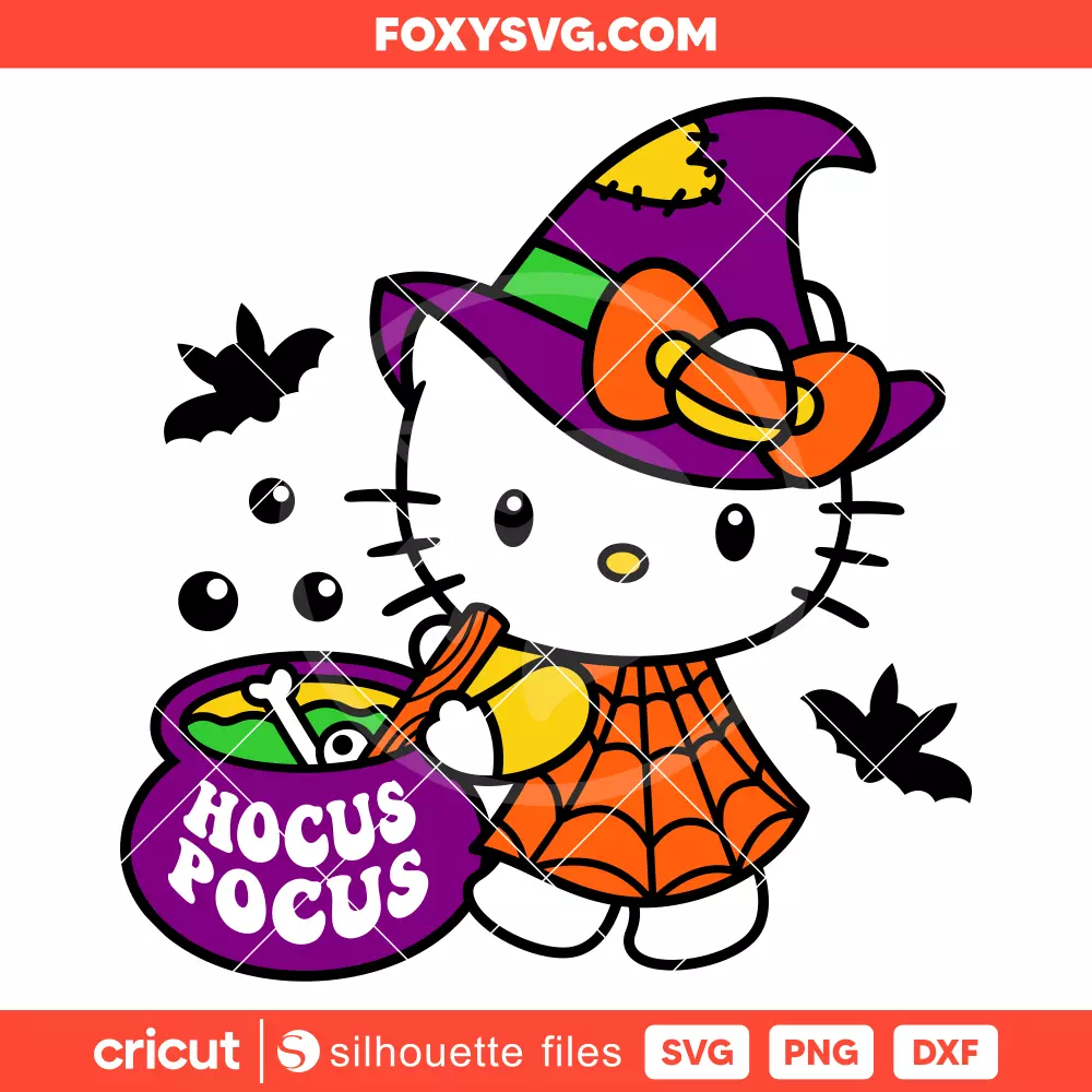 Hocus Pocus Hello Kitty Svg, Sanrio Svg, Halloween Svg, Cricut, Silhouette SVG Cut File