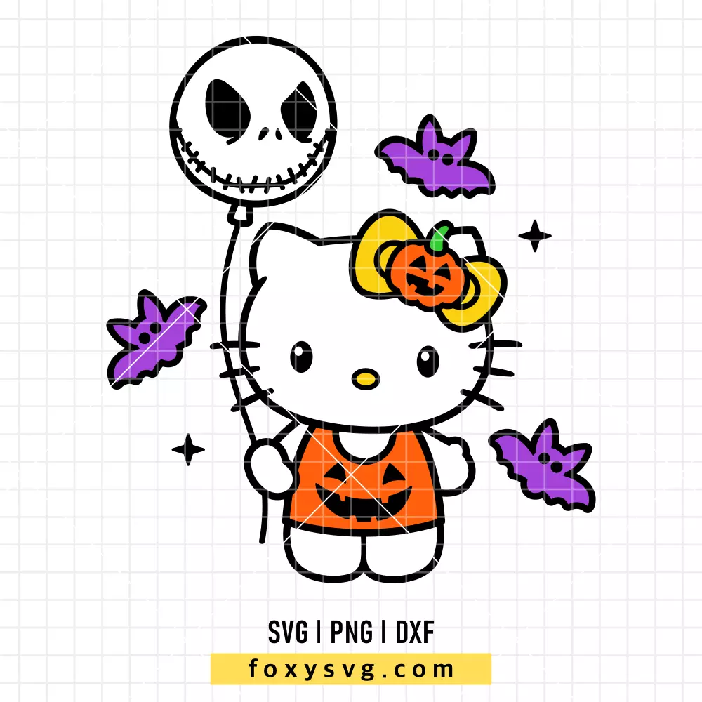 Jack Balloon Hello Kitty SVG | Sanrio SVG PNG Design for Cricut, Silhouette