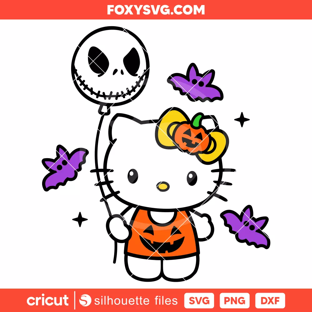 Jack Balloon Hello Kitty Svg, Sanrio Svg, Halloween Svg, Cricut, Silhouette SVG Cut File