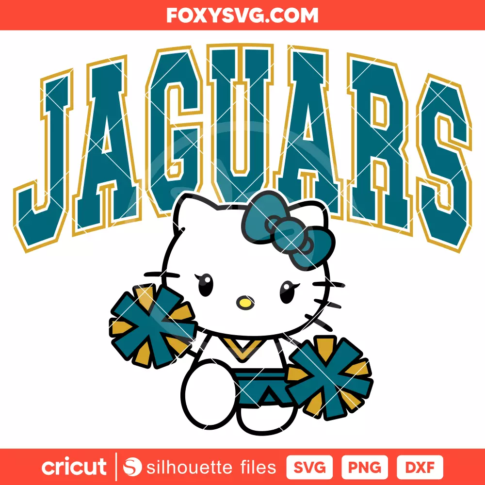 Hello Kitty Jaguars Cheerleader Svg, NFL Football Svg, Sanrio Svg, Cricut, Silhouette SVG Cut File