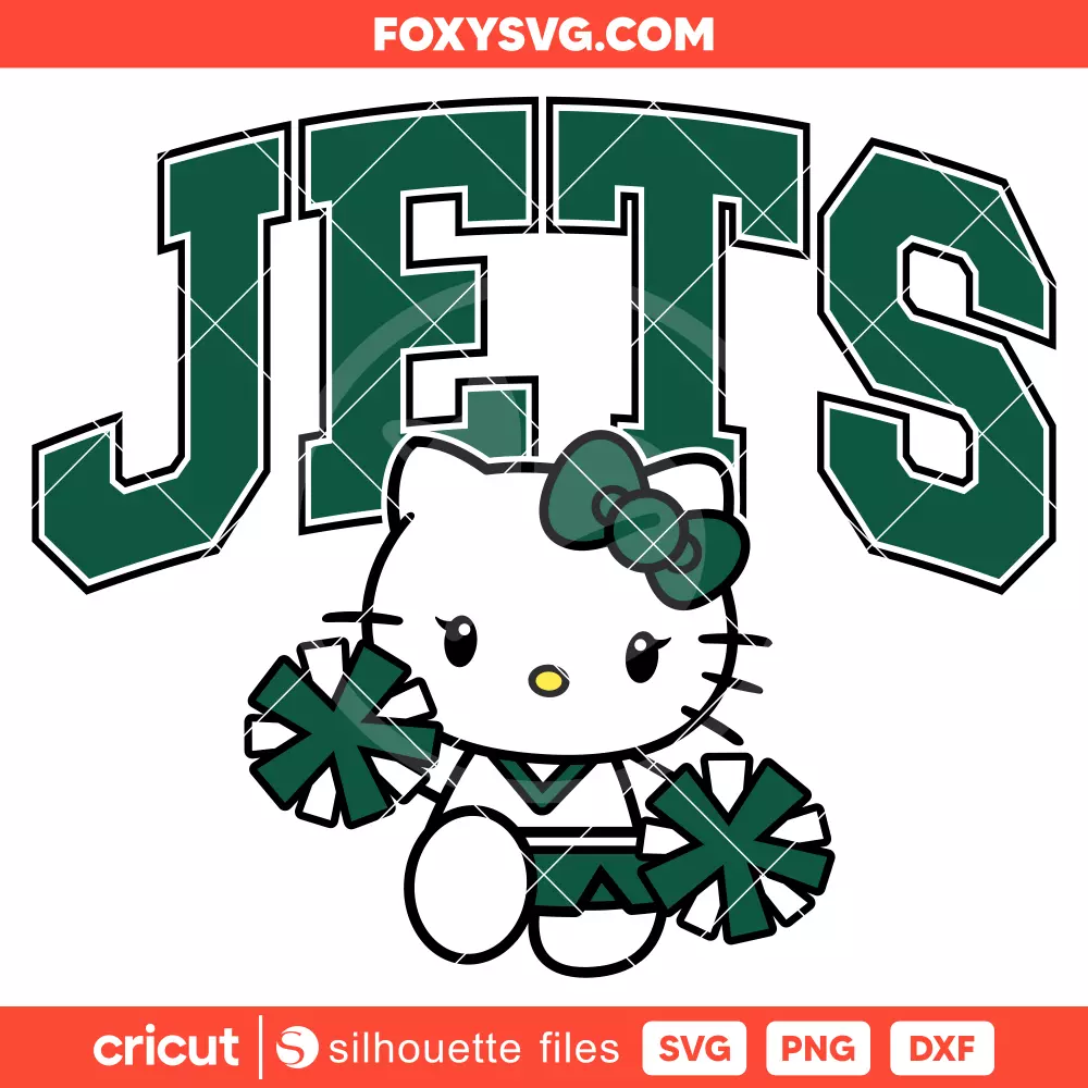 Hello Kitty Jets Cheerleader Svg, NFL Football Svg, Sanrio Svg, Cricut, Silhouette SVG Cut File