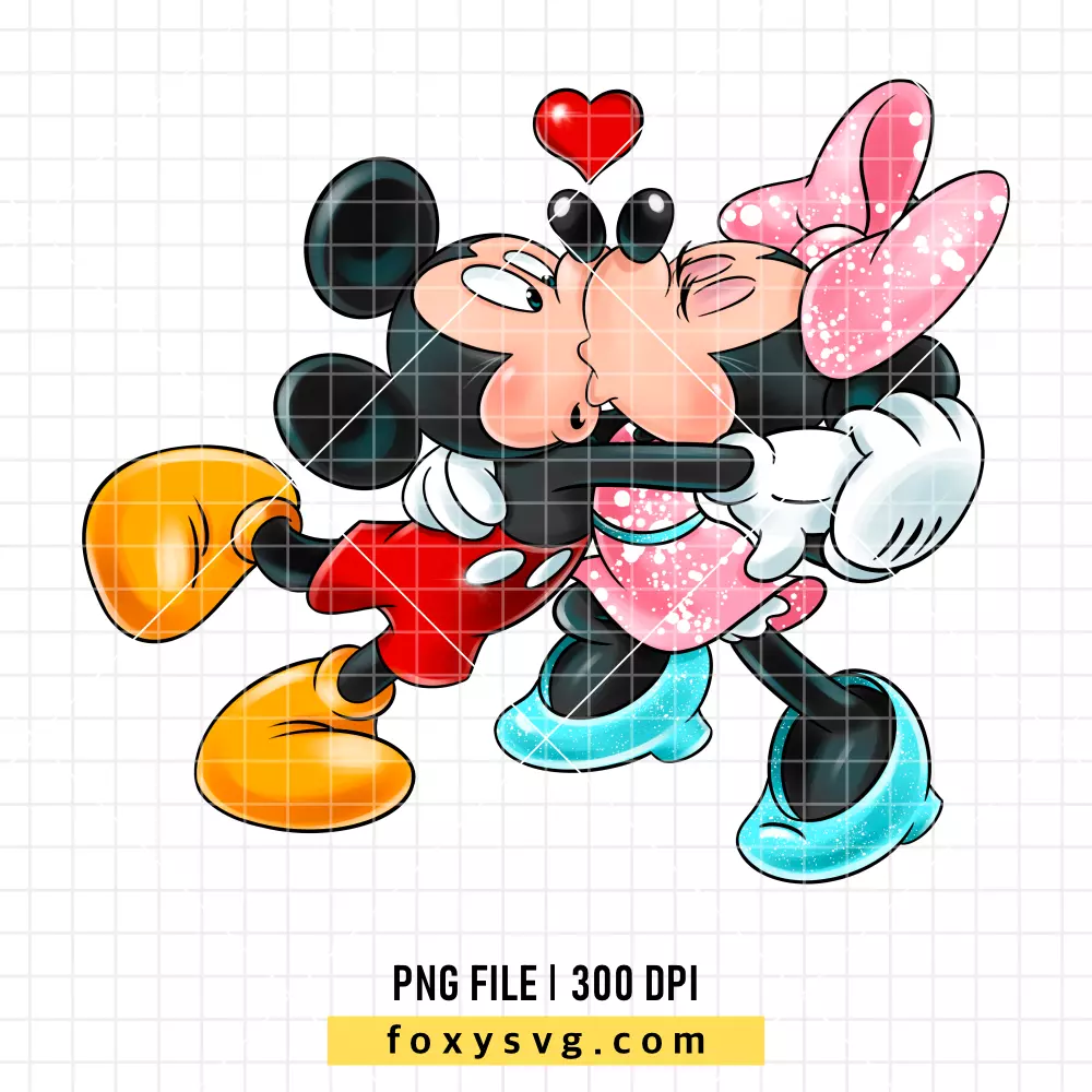 Kissing Mickey and Minnie PNG, Valentine’s Day PNG, Disney PNG, Sublimation PNG