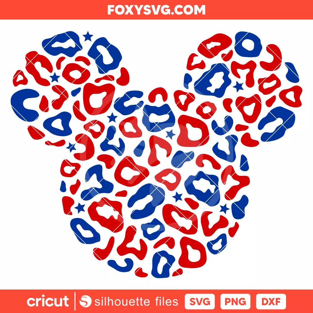 Leopard Skin Stars Mickey Svg, 4th of July Svg, Disney Svg, Cricut, Silhouette SVG Cut File