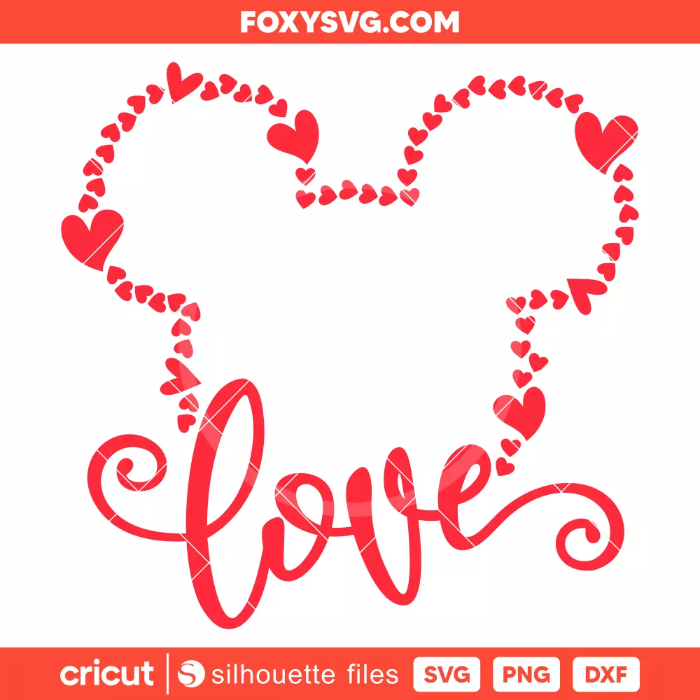 Love Hearts Mickey Svg, Valentine’s Day Svg, Disney Svg, Cricut, Silhouette SVG Cut File