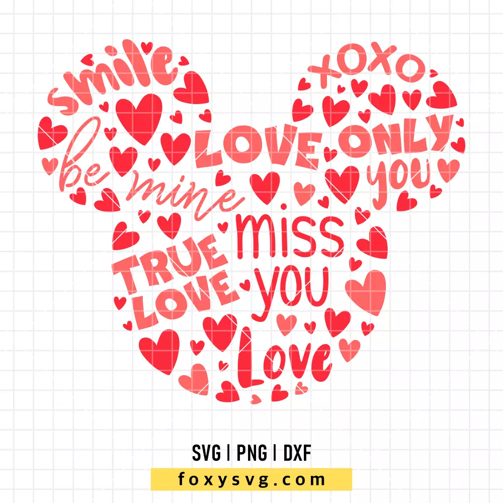 Love Words Mickey SVG, PNG | Disney SVG Cut File for Cricut & Silhouette