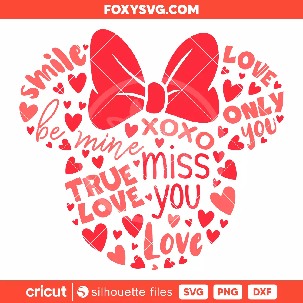 Love Words Minnie Svg, Valentine’s Day Svg, Disney Svg, Cricut, Silhouette SVG Cut File