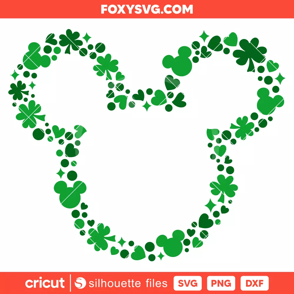 Lucky Clover Mickey Svg, St. Patrick’s Day Svg, Disney Svg, Cricut, Silhouette SVG Cut File