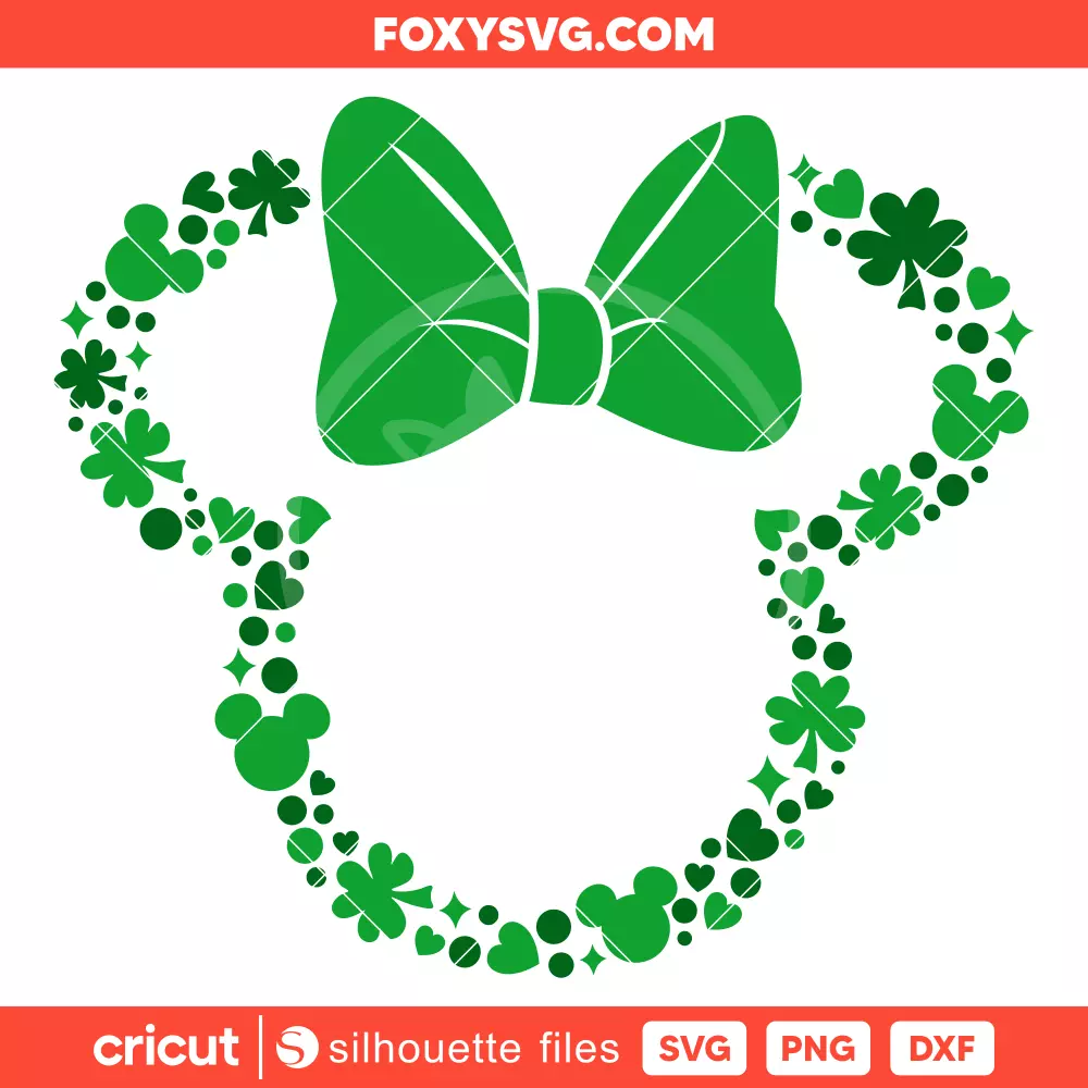 Lucky Clover Minnie Svg, St. Patrick’s Day Svg, Disney Svg, Cricut, Silhouette SVG Cut File