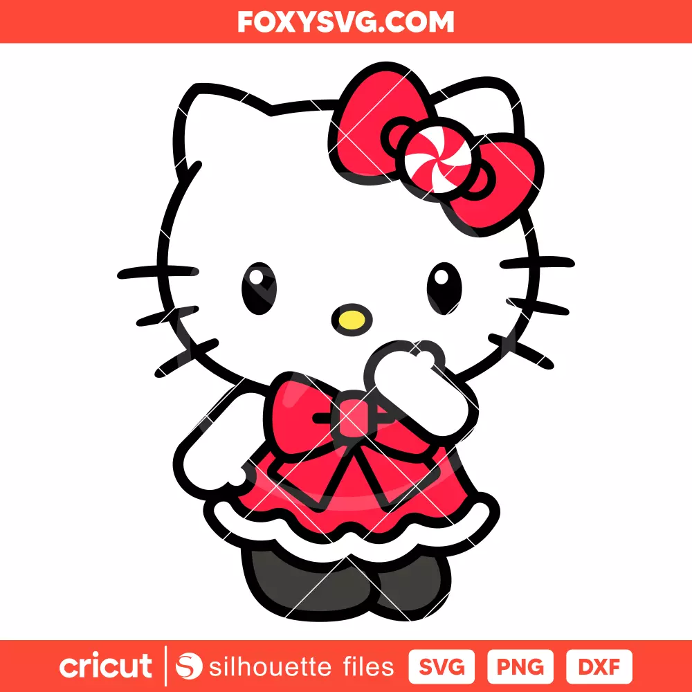 Hello Kitty Merry Christmas Svg, Christmas Svg, Sanrio Svg, Cricut, Silhouette SVG Cut File