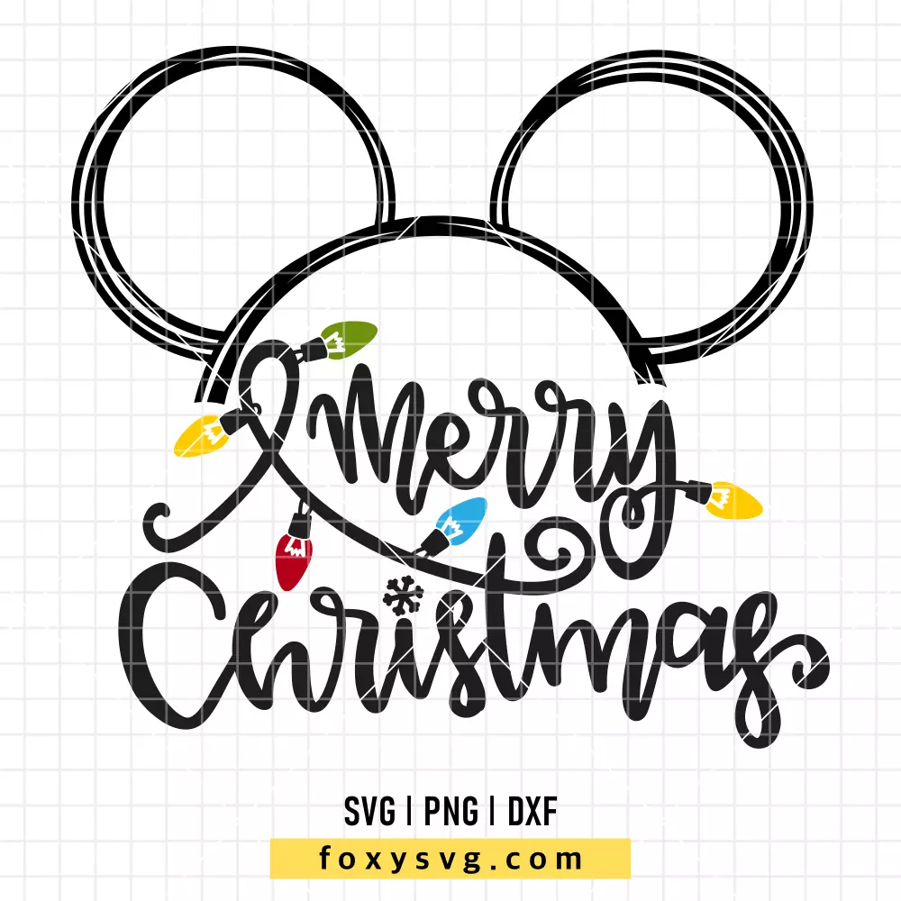 Merry Christmas Lights Mickey Mouse SVG, PNG | Disney SVG Cut File for Cricut & Silhouette