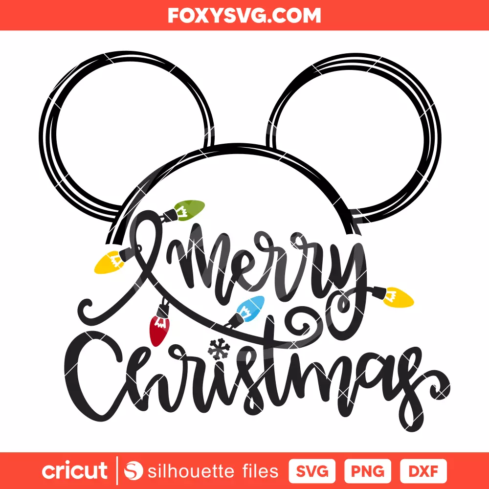 Merry Christmas Lights Mickey Mouse Svg, Disney Svg, Cricut, Silhouette SVG Cut File