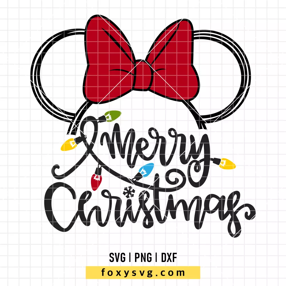 Merry Christmas Lights Minnie Mouse SVG, PNG | Disney SVG Cut File for Cricut & Silhouette