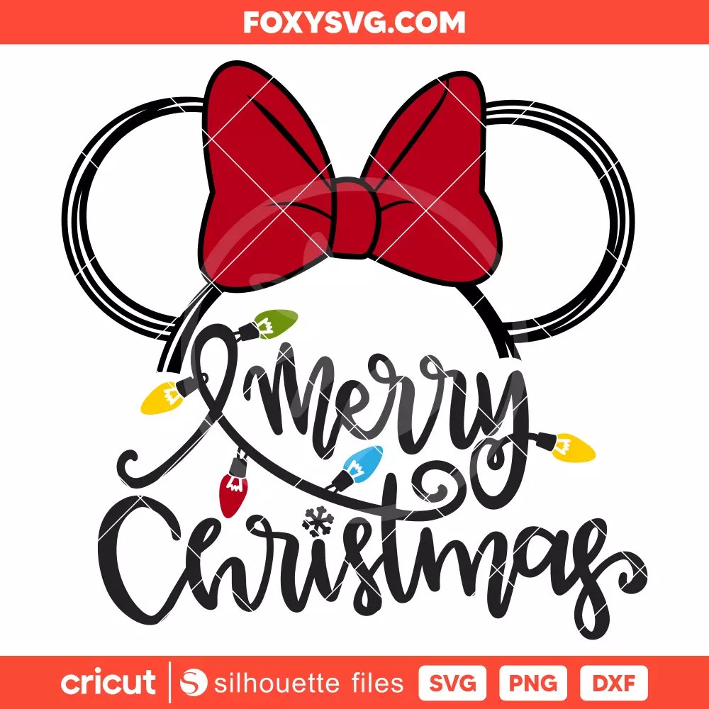 Merry Christmas Lights Minnie Mouse Svg, Disney Svg, Cricut, Silhouette SVG Cut File
