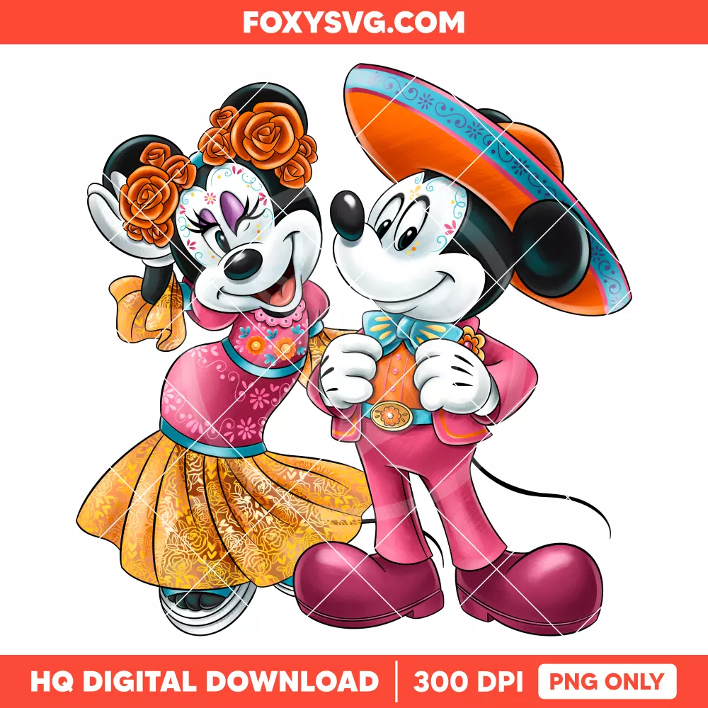 Mickey and Minnie El Día de Muertos PNG, Mexico PNG, Disney PNG, Sublimation PNG