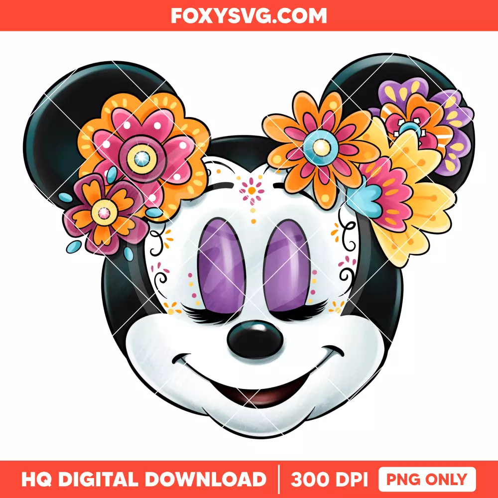 Minnie Mouse El Día de Muertos PNG, Mexico PNG, Disney PNG, Sublimation PNG