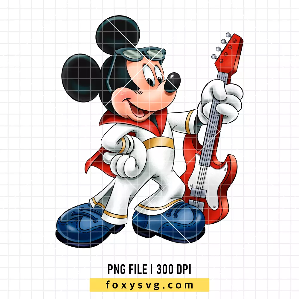 Mickey Elvis Guitar PNG, Mickey & Friends PNG, Disney PNG, Sublimation PNG