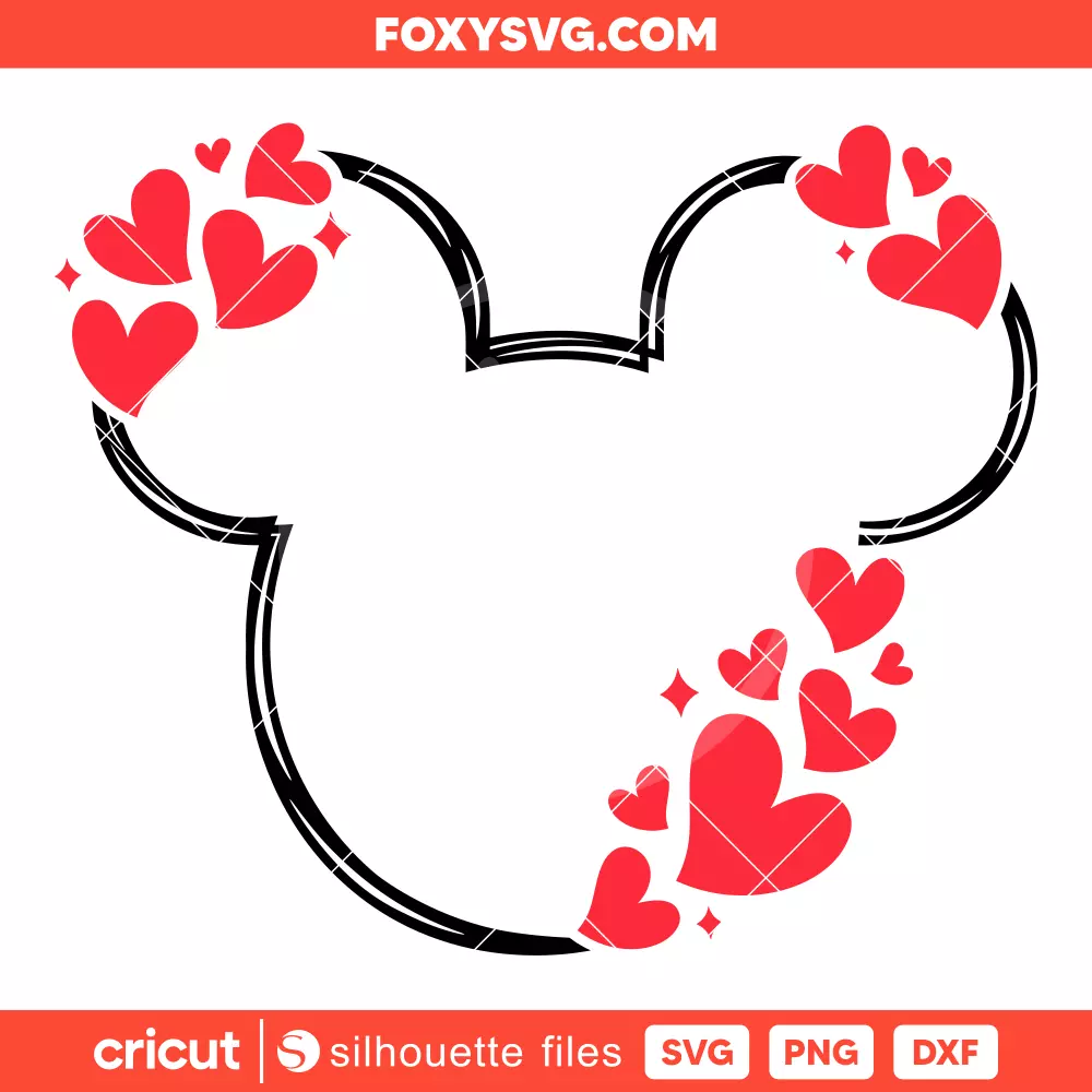 Mickey Mouse Heart Wreath Svg, Valentine’s Day Svg, Disney Svg, Cricut, Silhouette SVG Cut File