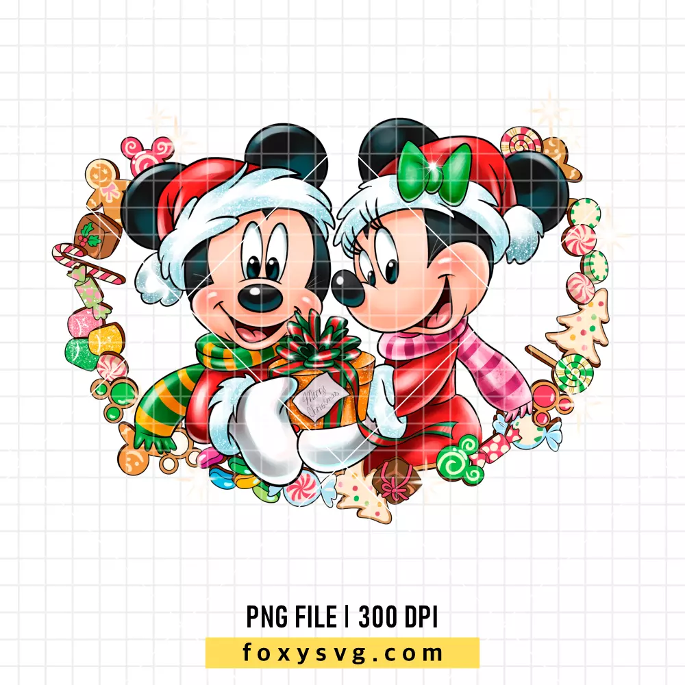 Mickey, Minnie Christmas Wreath PNG, Christmas PNG, Disney PNG, Sublimation PNG