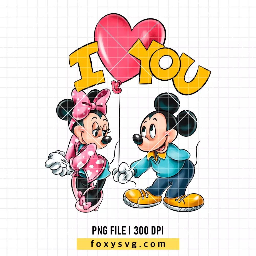 Mickey & Minnie I Love You PNG, Valentine’s Day PNG, Disney PNG, Sublimation PNG