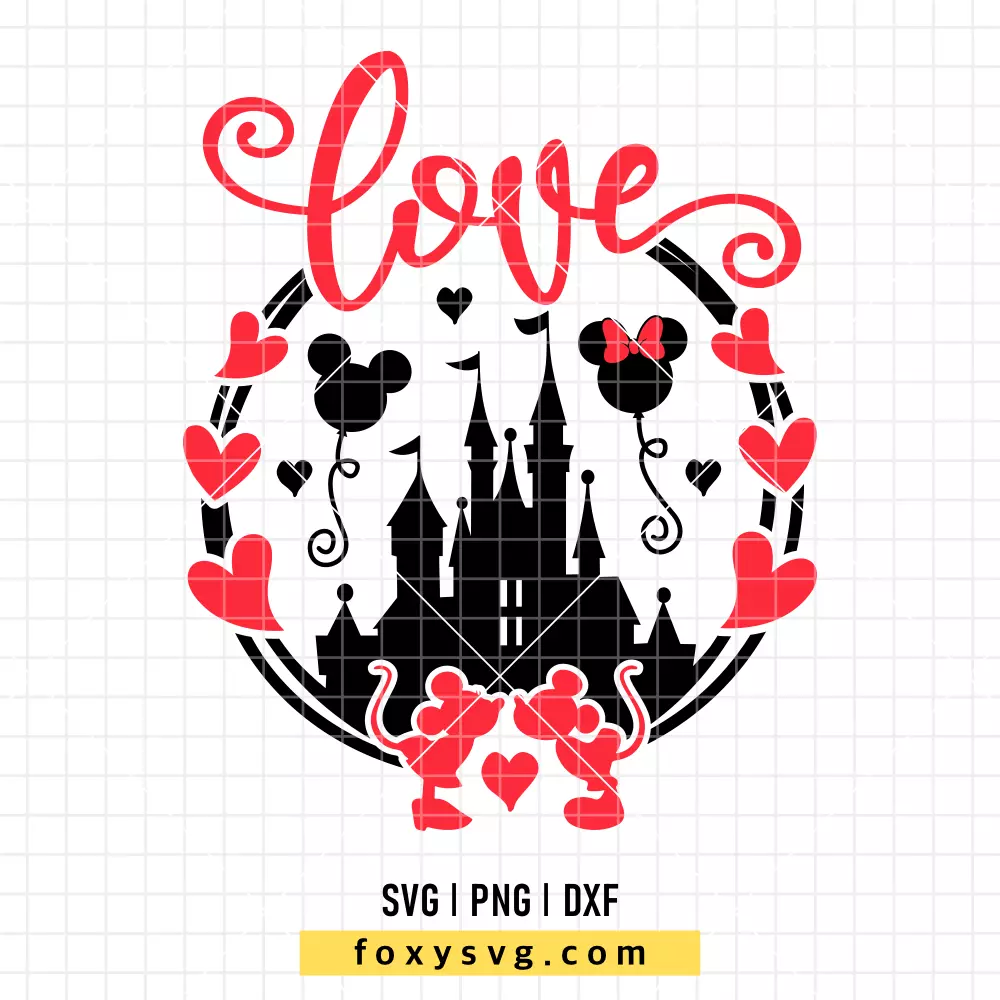 Mickey & Minnie Love Circle SVG | Disney SVG PNG Design for Cricut, Silhouette