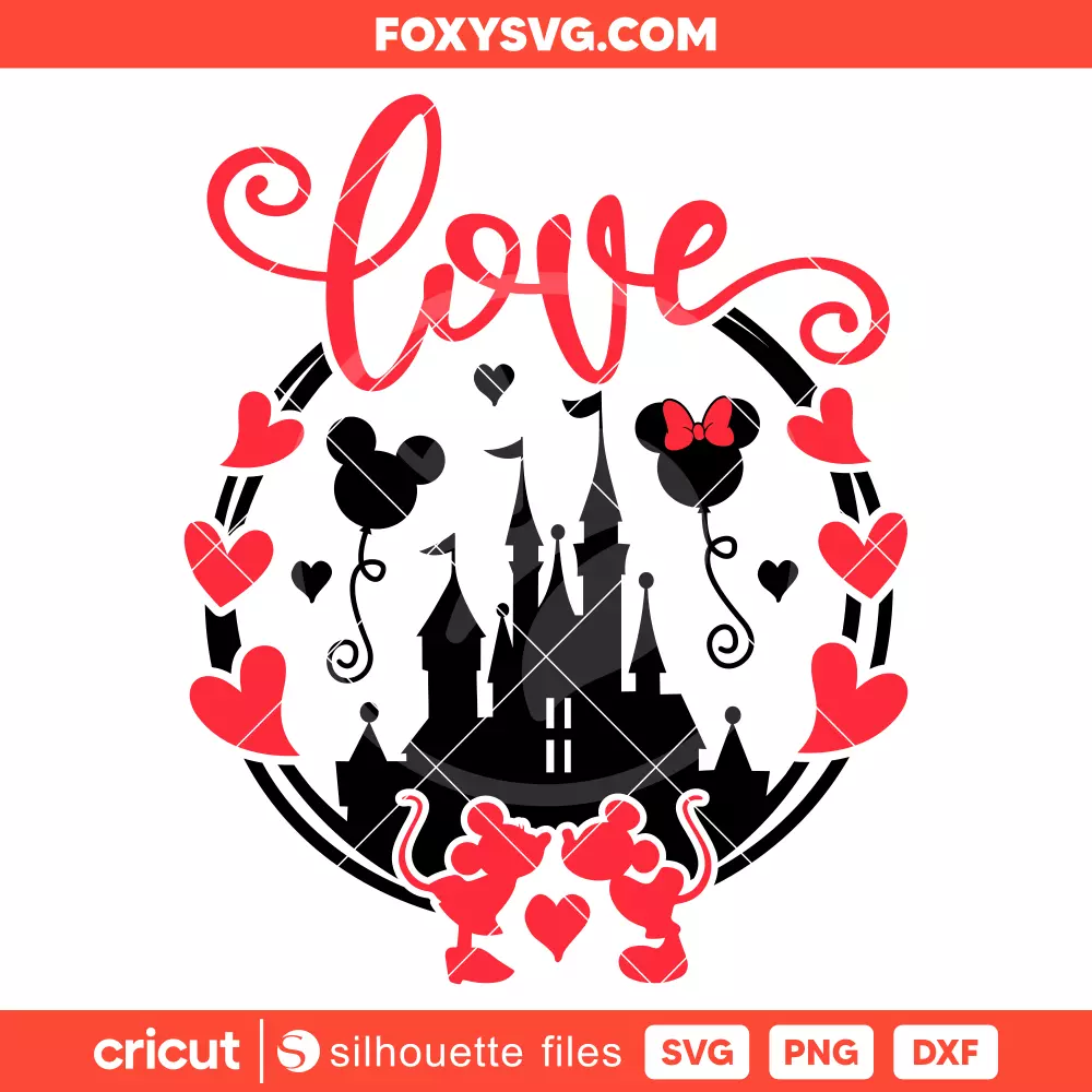Mickey & Minnie Love Circle Svg, Valentine’s Day Svg, Disney Svg, Cricut, Silhouette SVG Cut File