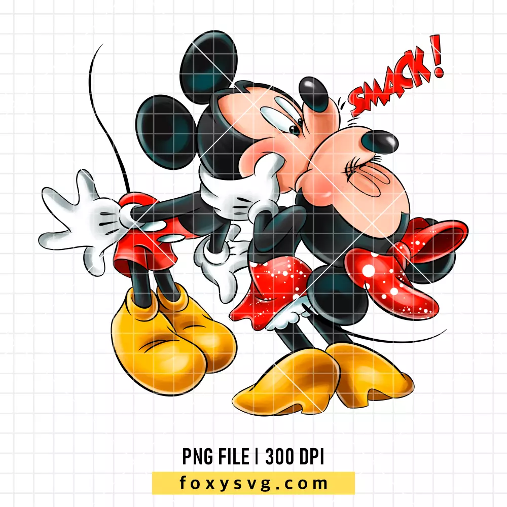 Mickey & Minnie Mouse Kiss PNG, Valentine’s Day PNG, Disney PNG, Sublimation PNG