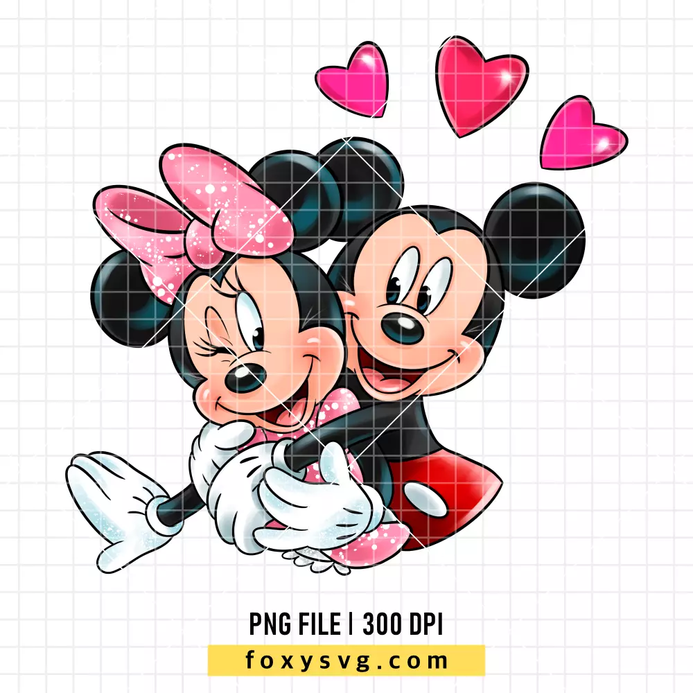 Mickey & Minnie Valentine  Hearts PNG, Valentine’s Day PNG, Disney PNG, Sublimation PNG