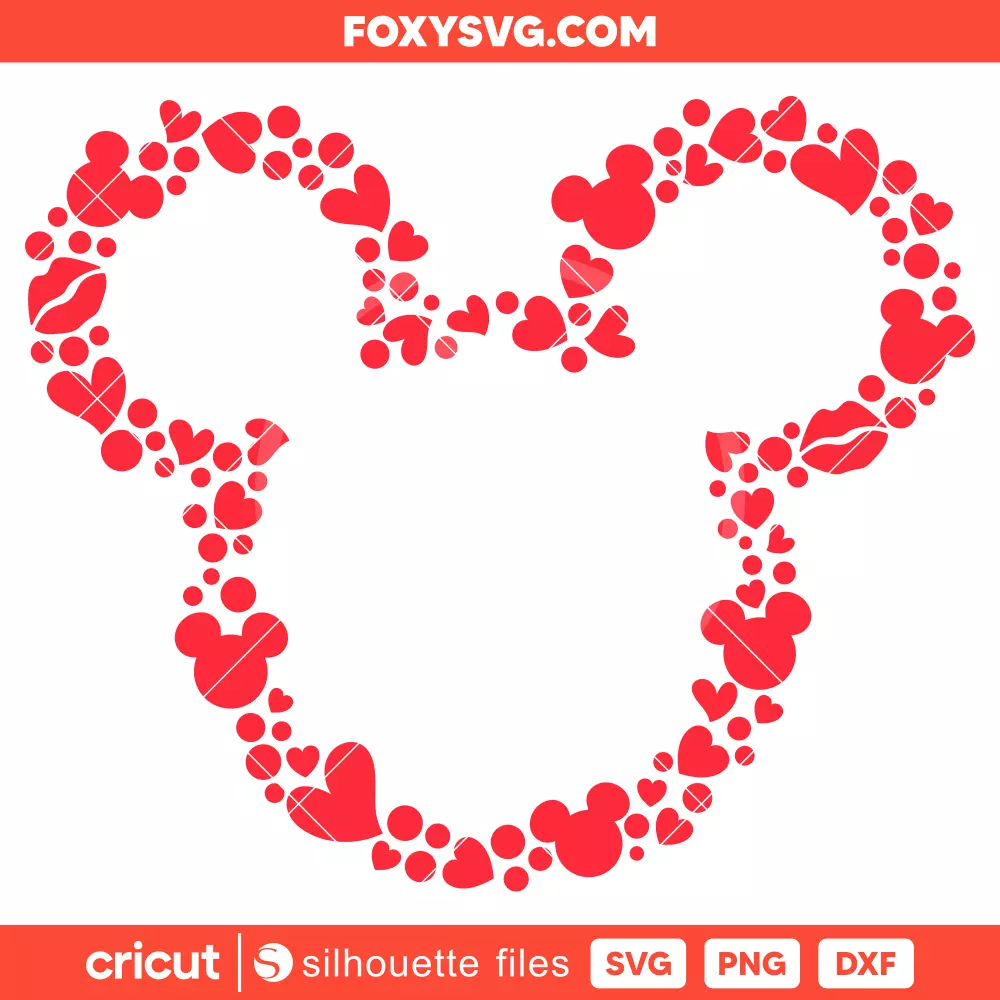 Mickey Mouse Valentine Head Svg, Valentine’s Day Svg, Disney Svg, Cricut, Silhouette SVG Cut File