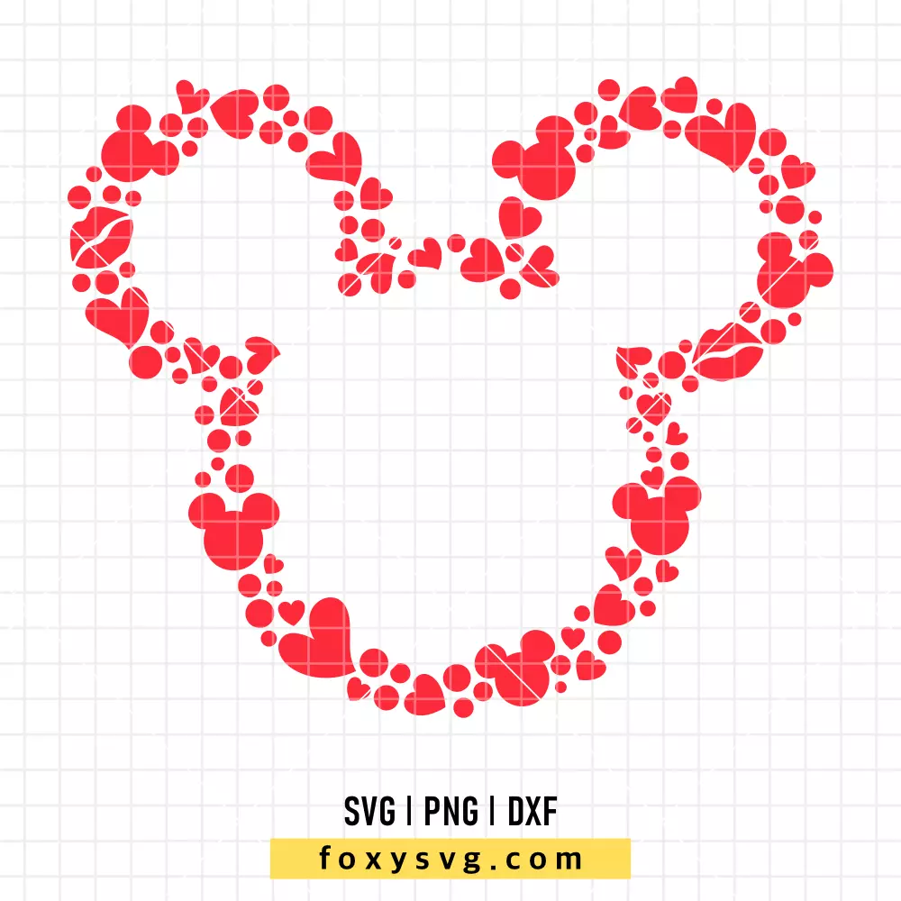 Mickey Mouse Valentine Head SVG, PNG | Disney SVG Cut File for Cricut & Silhouette